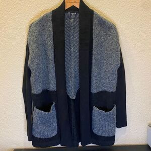 Smart wool cardigan small black and grey‎ oversized open